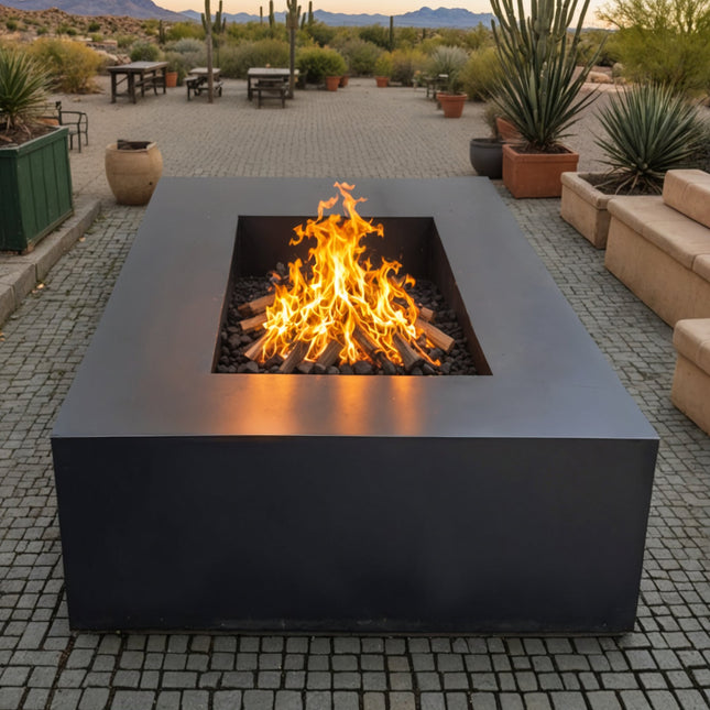 Rectangular Steel Fire Pit - Backyard Bonfire Beast