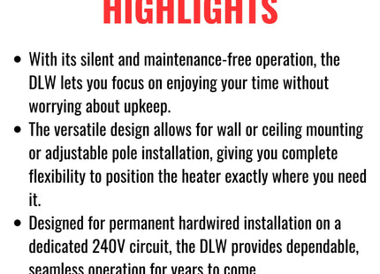 Dimplex DLW 70" Noiseless Radiant Electric Heater For Outdoor And Indoor, 3200W [DLW3200W24] (SAK15698) SAKSBY WHOLESALE