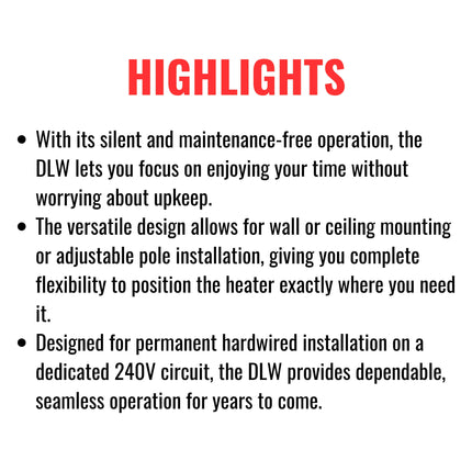 Dimplex DLW 70" Noiseless Radiant Electric Heater For Outdoor And Indoor, 3200W [DLW3200W24] (SAK15698)