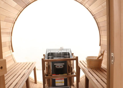 Blisspod, Prague, Canadian Red Cedar Outdoor Steam Barell Sauna, 2-4 / 4-6 persons with Full Glass Back & 2 front Porch seats zoppinh