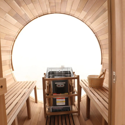 Blisspod, Prague, Canadian Red Cedar Outdoor Steam Barell Sauna, 2-4 / 4-6 persons with Full Glass Back & 2 front Porch seats zoppinh