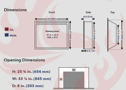 Dynasty Presto 35" Vent Free Electric Firebox Insert With Remote Control [DY-FI35D] (SAK86012) - Phoenix Fire Art Store