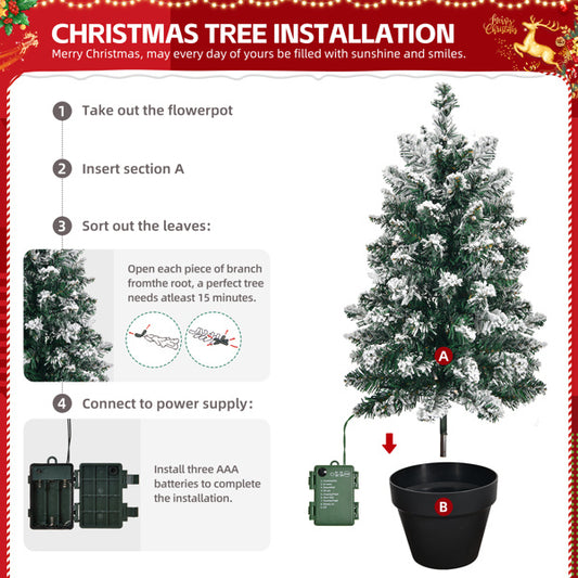 2ft Green Plush 30 Light, Warm Color 8 Mode, Battery Box Control, 70 Branches, Plastic Basin Base, PVC Christmas Tree Material