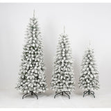 3 Pcs Flocked Artificial Christmas Tree Set With Lights, 4ft 5ft 6ft Christmas Snow Tree Set, Christmas Decor