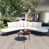 Patio Half-Moon Curved Outdoor Furniture Sofa Set with Coffee Table - Phoenix Fire Art Store