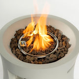 Outdoor Propane Fire Pit Table,Compact Streamlined Modern 20-inch,Round Graphite Base With Waterproof Cover,Free Lava Rocks - Phoenix Fire Art Store