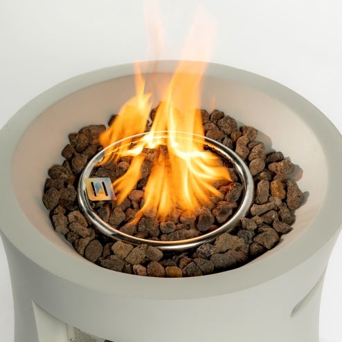 Outdoor Propane Fire Pit Table,Compact Streamlined Modern 20-inch,Round Graphite Base With Waterproof Cover,Free Lava Rocks - Phoenix Fire Art Store