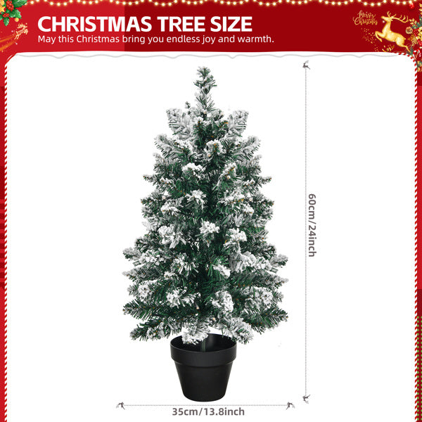 2ft Green Plush 30 Light, Warm Color 8 Mode, Battery Box Control, 70 Branches, Plastic Basin Base, PVC Christmas Tree Material