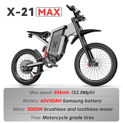 EKX X21 MAX 3000W 60V/30AH Electric Mountain Off-Road Dirt Bike (SAK48016)
