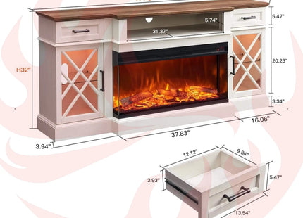 Electric Fireplace TV Stand With Glass Door Storage Cabinet, 70" (SAK58627) SAKSBY WHOLESALE