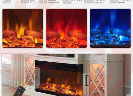 Electric Fireplace TV Stand With Glass Door Storage Cabinet, 70" (SAK58627) SAKSBY WHOLESALE