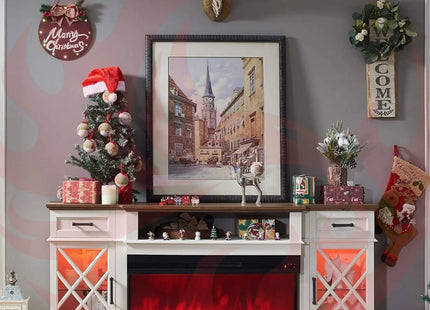 Electric Fireplace TV Stand With Glass Door Storage Cabinet, 70" (SAK58627) SAKSBY WHOLESALE
