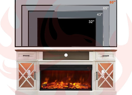 Electric Fireplace TV Stand With Glass Door Storage Cabinet, 70" (SAK58627) SAKSBY WHOLESALE