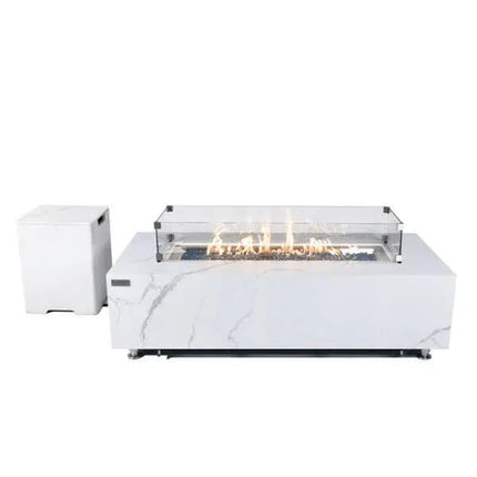 Elementi Plus Carrara Marble Pocelain Fire Table OFP121BW
