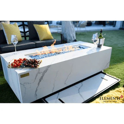 Elementi Plus Carrara Marble Pocelain Fire Table OFP121BW
