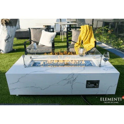 Elementi Plus Carrara Marble Pocelain Fire Table OFP121BW