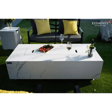 Elementi Plus Carrara Marble Pocelain Fire Table OFP121BW