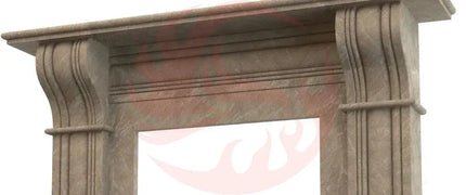 Emperador Light Brown Marble Hand-carved Fireplace Surround (W)12" (L)48" (H)60" - Phoenix Fire Art Store