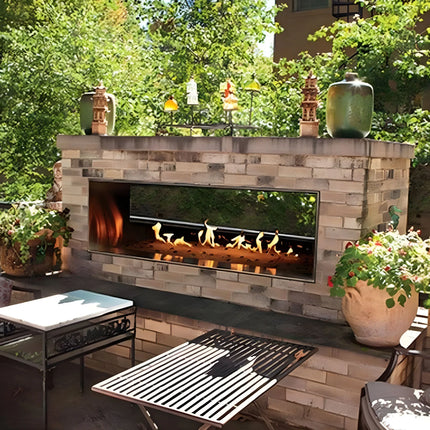 Empire Comfort Systems Carol Rose Coastal Natural Gas Outdoor Linear See Through Fireplace [OLL48/60SP12SN] (SAK39794) - Phoenix Fire Art Store