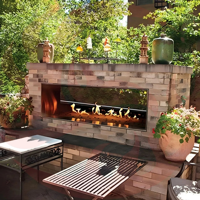Empire Comfort Systems Carol Rose Coastal Natural Gas Outdoor Linear See Through Fireplace [OLL48/60SP12SN] (SAK39794) - Phoenix Fire Art Store