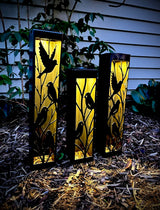 Evening Aviary Luminary Pillars w/ Solar Cap