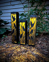 Evening Aviary Luminary Pillars w/ Solar Cap