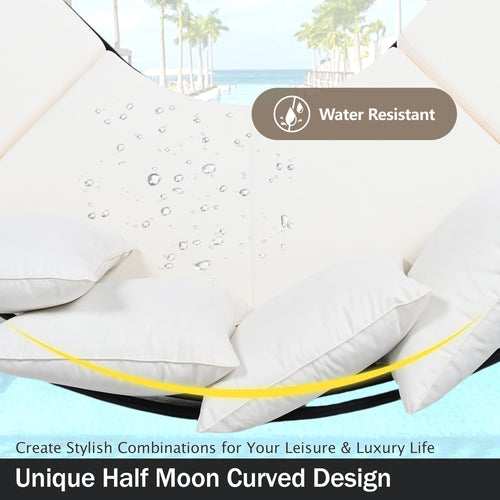 Patio Half-Moon Curved Outdoor Furniture Sofa Set with Coffee Table - Phoenix Fire Art Store