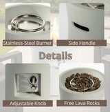 Outdoor Propane Fire Pit Table,Compact Streamlined Modern 20-inch,Round Graphite Base With Waterproof Cover,Free Lava Rocks - Phoenix Fire Art Store