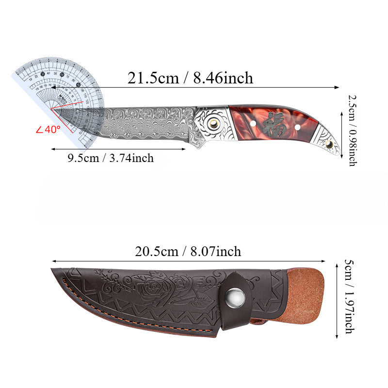 The Red-handled Fu Hand Handle Meat Knife - Phoenix Fire Art Store