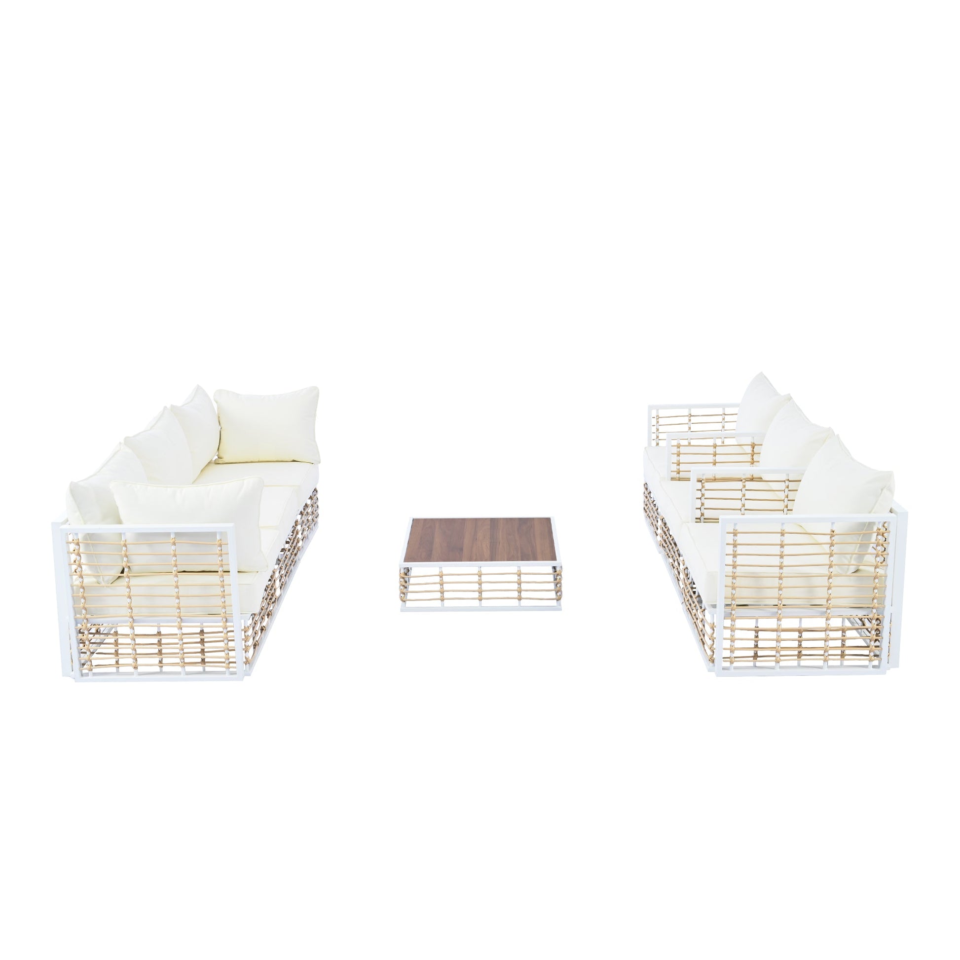Modern Minimalist 7-Piece Metal Patio All-Weather Sectional Sofa Set - Phoenix Fire Art Store