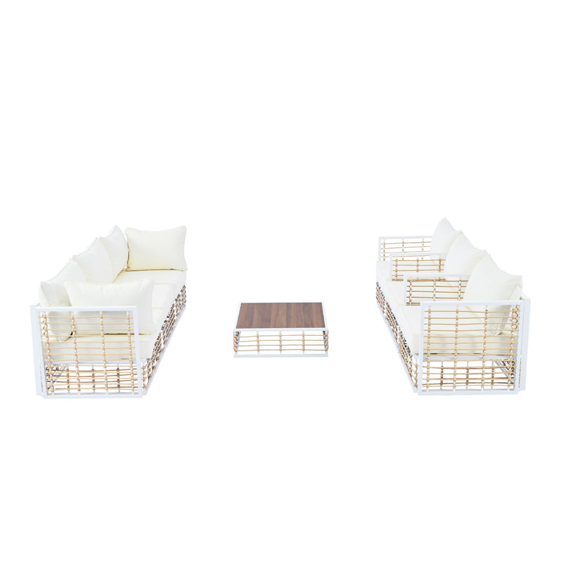 Modern Minimalist 7-Piece Metal Patio All-Weather Sectional Sofa Set - Phoenix Fire Art Store