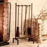 4 Piece Black Iron Fireplace Tool Set