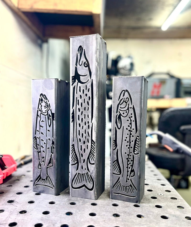 Gone Fishing Pillar Luminary w/ Solar Cap | Freshwater Pack