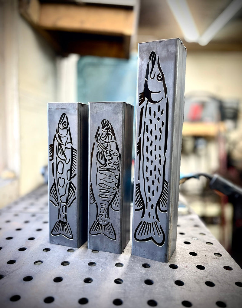 Gone Fishing Pillar Luminary w/ Solar Cap | Freshwater Pack