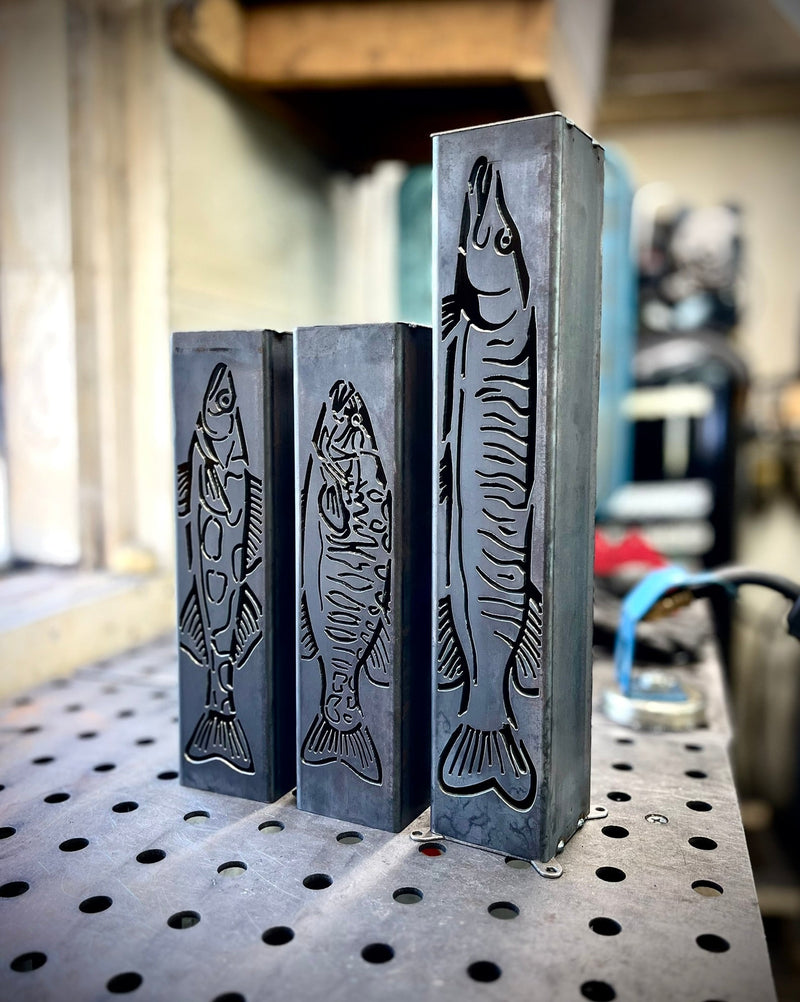 Gone Fishing Pillar Luminary w/ Solar Cap | Freshwater Pack