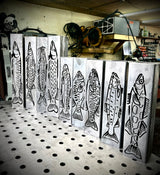 Gone Fishing Pillar Luminary w/ Solar Cap | Freshwater Pack