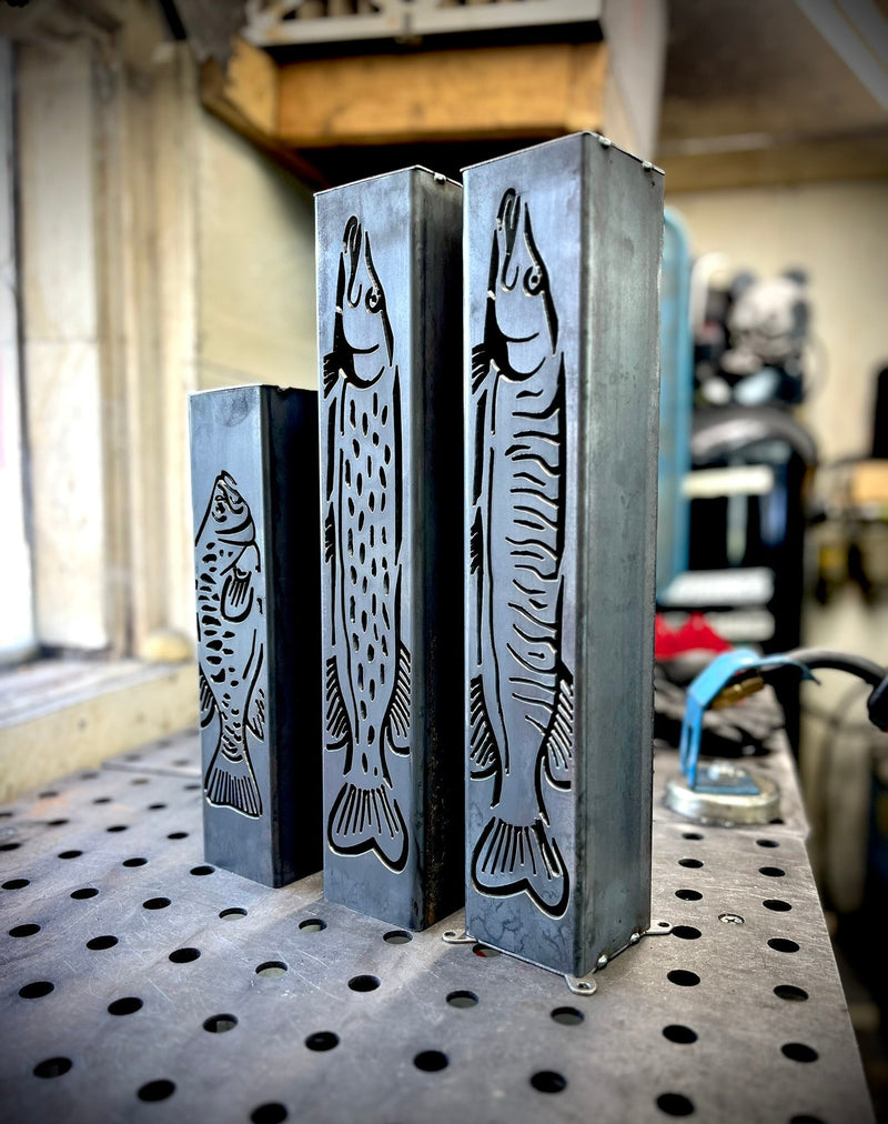 Gone Fishing Pillar Luminary w/ Solar Cap | Freshwater Pack