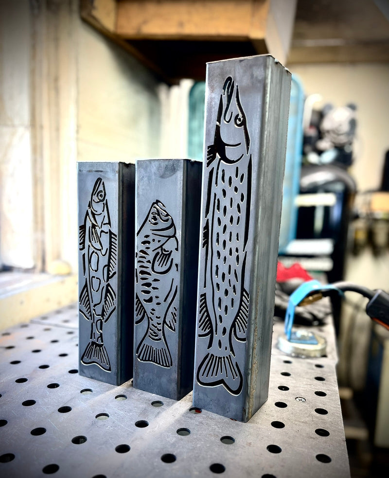 Gone Fishing Pillar Luminary w/ Solar Cap | Freshwater Pack