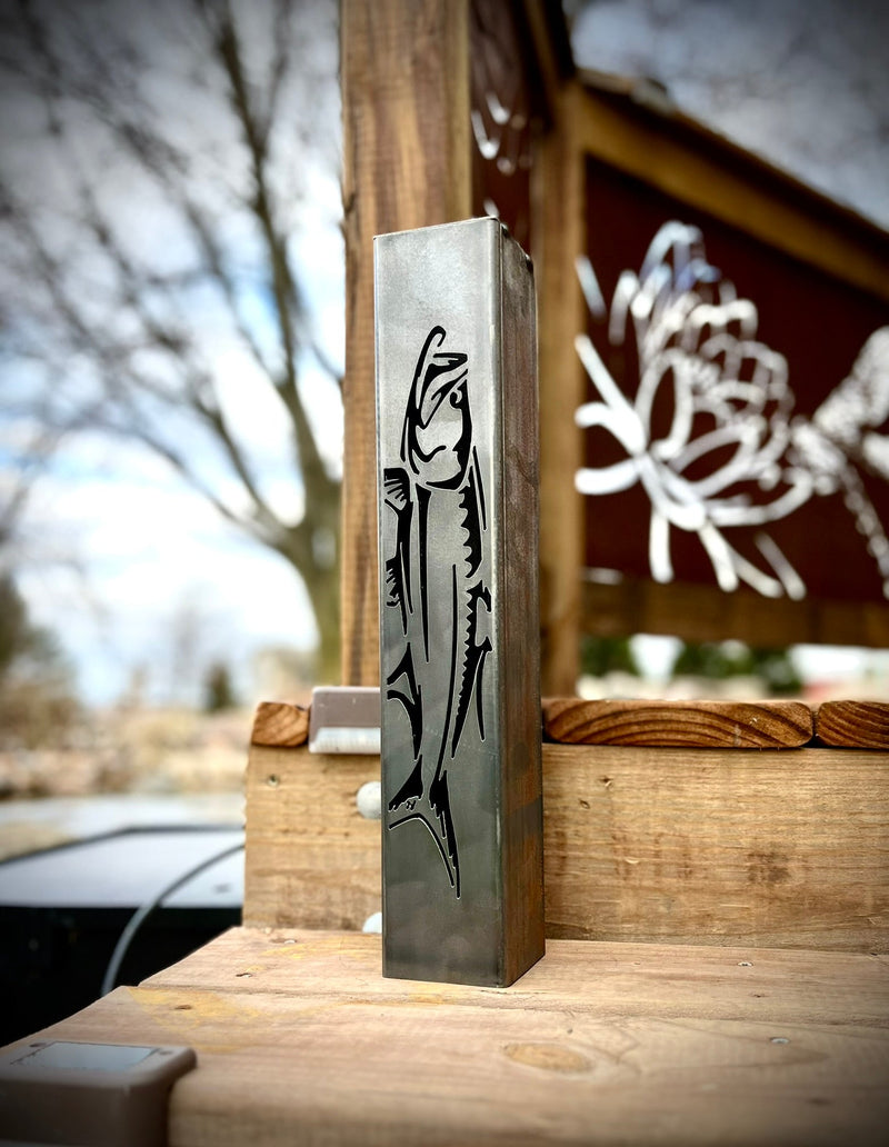 Gone Fishing Pillar Luminary w/ Solar Cap | Saltwater Pack