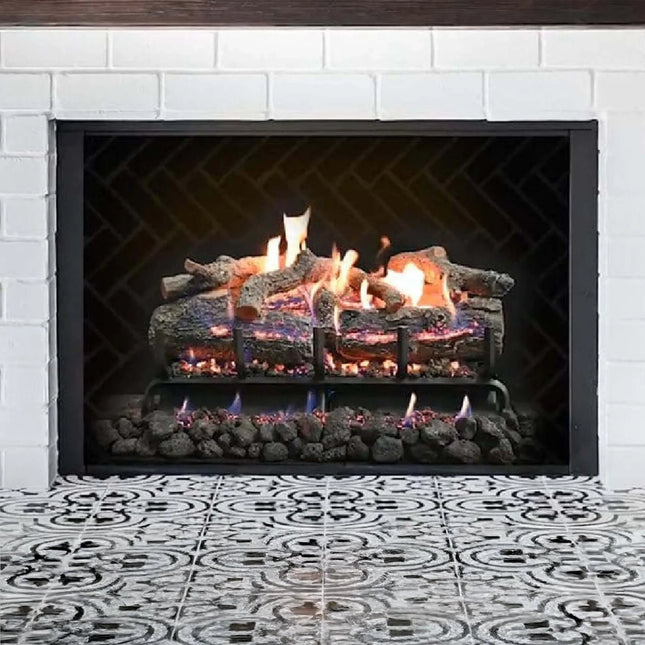 Grand Canyon Lava Front View Variable Electronic Ignition Natural Gas Vented Burner (SAK92647) - Phoenix Fire Art Store