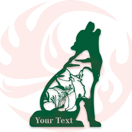 Howling Wolf Personalized Metal Sign - Outdoor Wall Art - Phoenix Fire Art Store