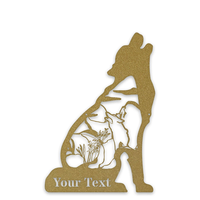 Howling Wolf Personalized Metal Sign - Custom Outdoor Wall Art for Nature Lovers