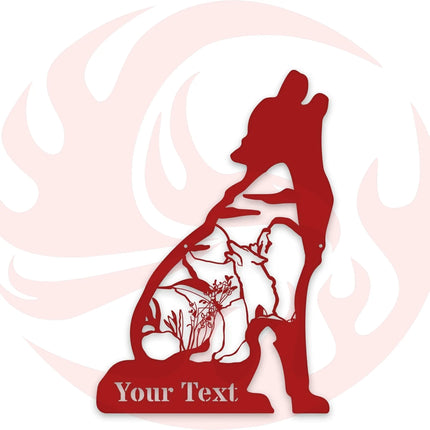 Howling Wolf Personalized Metal Sign - Outdoor Wall Art - Phoenix Fire Art Store
