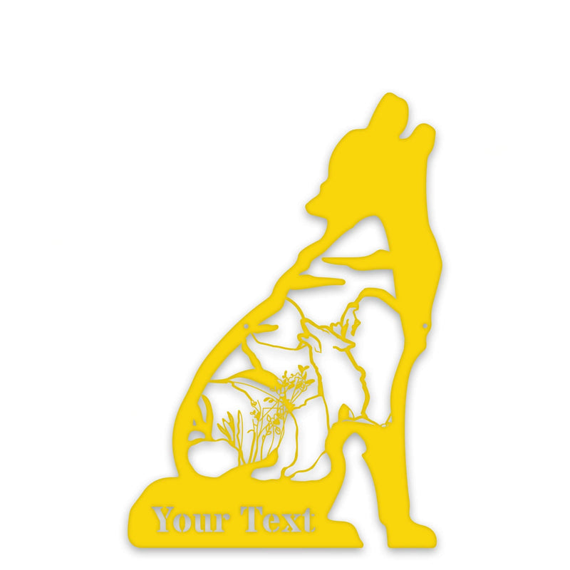 Howling Wolf Personalized Metal Sign - Custom Outdoor Wall Art for Nature Lovers