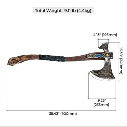 Hand-forged Leviathan axe with leather wrap "Ragnarok Kratos axe" - Phoenix Fire Art Store