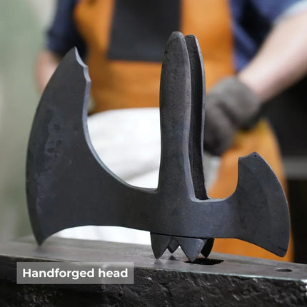 Hand-forged Leviathan axe with leather wrap "Ragnarok Kratos axe" - Phoenix Fire Art Store