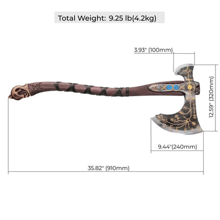 Hand-forged Leviathan axe with leather wrap - Phoenix Fire Art Store