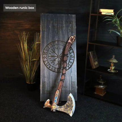 Hand-forged Leviathan axe with leather wrap - Phoenix Fire Art Store
