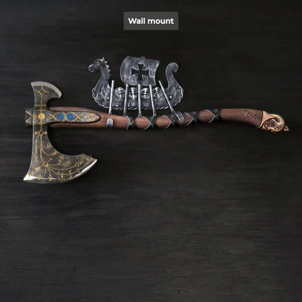 Hand-forged Leviathan axe with leather wrap - Phoenix Fire Art Store