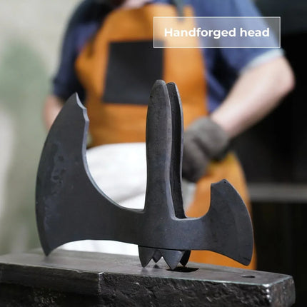 Hand-forged Leviathan axe with leather wrap - Phoenix Fire Art Store